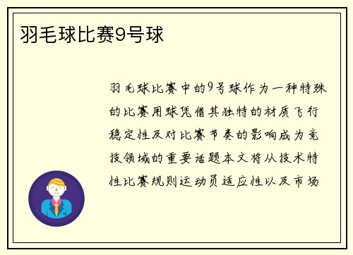 羽毛球比赛9号球